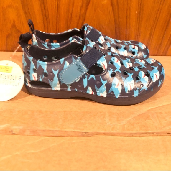 Western Chief Quest Pop Heart Clog Sandal Slip On Sz 1 Toddler Blue Sharks - Picture 4 of 9